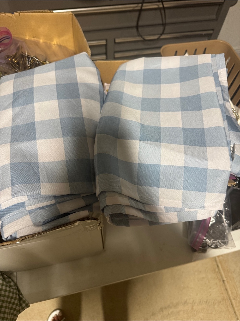 2 Blue and White Gingham Tablecloths